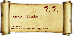 Tomko Tivadar névjegykártya